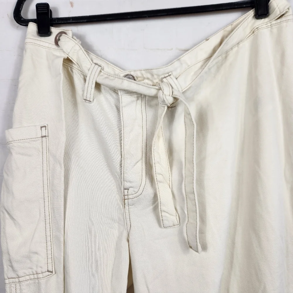 Free People We The Free Boho Slouchy Dunes Wide-Leg Jeans Pants in Ecru Cream 26